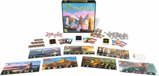 Spielmaterial und Schachtel - 7 Wonders