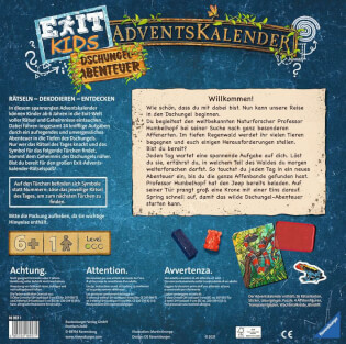Schachtel Rückseite - Rätsel Adventskalender Kids - EXIT: Adventskalender Kids - Dschungel-Abenteuer