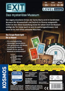 Schachtel Rückseite - EXIT - Das Spiel: Das mysteriöse Museum
