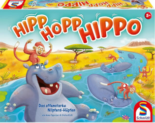 Schachtel Vorderseite - nominiert zum Kinderspiel 2021 - Hipp Hopp Hippo
