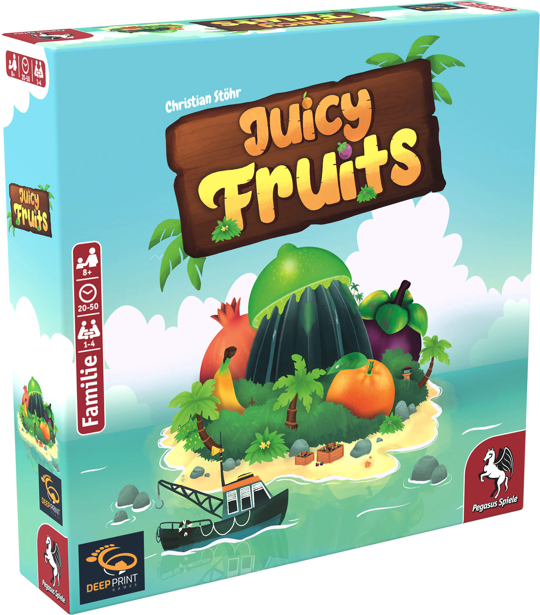 Schachtel Vorderseite, linke Seite - Juicy Fruits