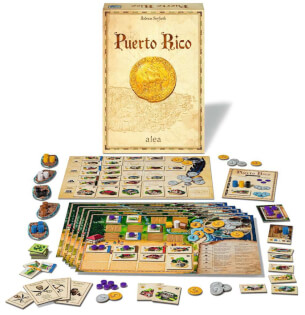 Schachtel und Spielmaterial - Puerto Rico