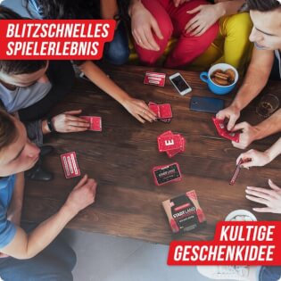 Spielaufbau - Die Geschenkidee - STADT LAND VOLLPFOSTEN: Das Kartenspiel – Rotlicht Edition