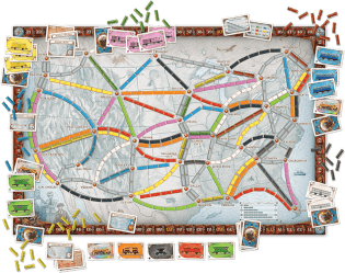 Spielplan mit Zügen - Spiel des Jahres 2004 - Zug um Zug