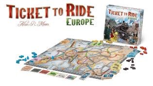 Spielschachtel und Spielmaterial - Ticket to Ride - Europe