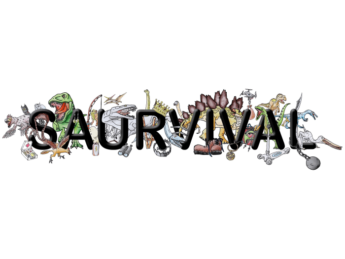 Saurvival verschönertes Logo zugeschnitten Dinosaurier Kartenspiel