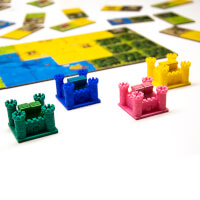 Schlösser Kingdomino - Rosa, Gelb, Grün und Blau - Spielmaterial Upgrade: Schlösser Kingdomino